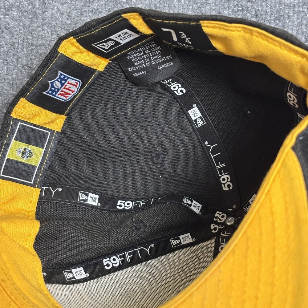 Pittsburgh Steelers Hat Cap Fitted Mens 7 3/4 Black Yellow NFL Football New Era - Picture 9 of 10